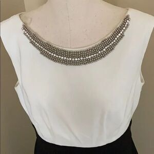 Beaded white black holiday dress